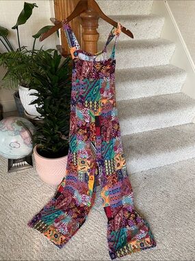 Women’s Bohemian Multi-Color Patchwork Wide-Leg Jumpsuit